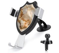 Jubonexis Beige Marble with Flowing Gold Veins Car Phone Holder Mount Triangle Clip Base Air Vent Cell Phone Car Mount Automotive Accessories for 4-6 Inches Cell Smartphones