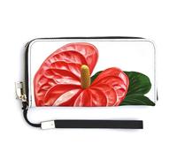 Jubonexis Big Anthurium PU Leather Clutch Long Bifold Wallet, Coin Purse Credit Pass Case, Durable Card-Holder Money Storage for Women Men