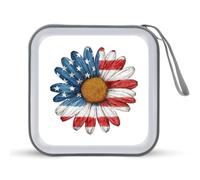 Jubonexis Big Daisy American Flag Pattern CD Case DVD Storage Case Portable