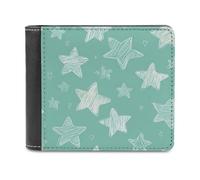 Jubonexis Big Stars Mint Soft PU Leather Bifold Wallet, Coin Purse Credit Pass Case, Durable Card-Holder Slim Billfold for Men Woman Money Storage