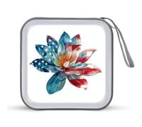 Jubonexis Big Wildflower American Flag Pattern CD Case DVD Storage Case Portable