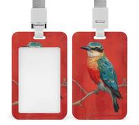 Jubonexis Bird with Blue Green Orange Color ID Badge Holder Retractable Clip Card Holder Card Protector Name Badge Name Tag for Work Office Doctor Nurse