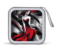 Jubonexis Black and Red Beautiful Woman CD Case DVD Storage Case Portable