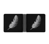 Jubonexis Black and White A Single Downfeather Soft PU Leather Bifold Wallet, Coin Purse Credit Pass Case, Durable Card-Holder Slim Billfold for Men Woman Money Storage