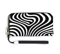 Jubonexis Black and White Abstract Line Art Pattern PU Leather Clutch Long Bifold Wallet, Coin Purse Credit Pass Case, Durable Card-Holder Money Storage for Women Men