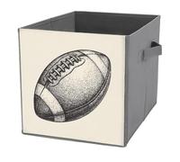 Jubonexis Black And White American Football Cube Storage Bins Storage Cubes Foldable Decorative Fabric Storage Baskets Home Organizers with Handles for Shelves,Closet, 27x27 CM