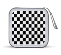 Jubonexis Black and White Chessboard Pattern CD Case DVD Storage Case Portable