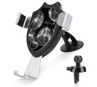 Jubonexis Black And White Disco Balls Car Phone Holder Mount Triangle Clip Base Air Vent Cell Phone Car Mount Automotive Accessories for 4-6 Inches Cell Smartphones