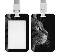 Jubonexis Black and White Domestic Cat ID Badge Holder Retractable Clip Card Holder Card Protector Name Badge Name Tag for Work Office Doctor Nurse