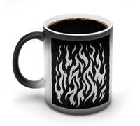 Jubonexis Black and White Flames Simple Color Changing Mugs Heat Changing Ceramic Coffee Mug Novelty Funny Tea Water Cup 11OZ