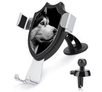 Jubonexis Black And White Husky Portrait Car Phone Holder Mount Triangle Clip Base Air Vent Cell Phone Car Mount Automotive Accessories for 4-6 Inches Cell Smartphones