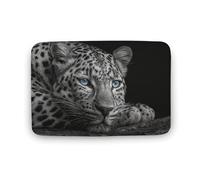 Jubonexis Black And White Leopard Bathroom Door Rug Mat, Extra Soft Coral Velvet Floor Mat, Rapid Water Absorption Non Slip Comfortable Bath Rugs Mats 19.7"x31.5"