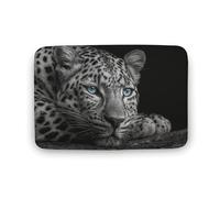 Jubonexis Black And White Leopard Bathroom Door Rug Mat, Extra Soft Coral Velvet Floor Mat, Rapid Water Absorption Non Slip Comfortable Bath Rugs Mats 15.7"x23.6"