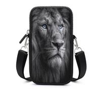 Jubonexis Black And White Lion Portrait Crossbody Mobile Phone Bag Smartphone Bag With Adjustable Strap