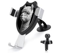 Jubonexis Black And White Majestic Alpaca Car Phone Holder Mount Triangle Clip Base Air Vent Cell Phone Car Mount Automotive Accessories for 4-6 Inches Cell Smartphones