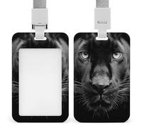 Jubonexis Black and White Panther Portrait ID Badge Holder Retractable Clip Card Holder Card Protector Name Badge Name Tag for Work Office Doctor Nurse