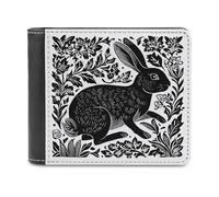 Jubonexis Black and White Rabbit Soft PU Leather Bifold Wallet, Coin Purse Credit Pass Case, Durable Card-Holder Slim Billfold for Men Woman Money Storage
