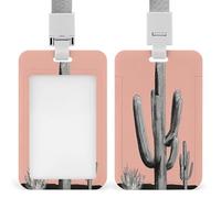 Jubonexis Black and White Sketch Cactus Minimal ID Badge Holder Retractable Clip Card Holder Card Protector Name Badge Name Tag for Work Office Doctor Nurse