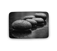 Jubonexis Black And White Smooth Round Stones Bathroom Door Rug Mat, Extra Soft Coral Velvet Floor Mat, Rapid Water Absorption Non Slip Comfortable Bath Rugs Mats 19.7"x31.5"
