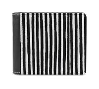Jubonexis Black and White Striped Pattern Soft PU Leather Bifold Wallet, Coin Purse Credit Pass Case, Durable Card-Holder Slim Billfold for Men Woman Money Storage