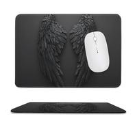 Jubonexis Black Angel Wings Minimalist Mouse Pad, Small Office Computer Mouse Pads for Desk Laptop with Non-Slip Rubber Base Mouse Mat, Gaming Mouse Pads