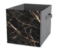 Jubonexis Black Beige Luxury Marble Cube Storage Bins Storage Cubes Foldable Decorative Fabric Storage Baskets Home Organizers with Handles for Shelves,Closet, 27x27 CM