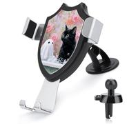 Jubonexis Black Cat in The Bathtub with White Ghost Car Phone Holder Mount Triangle Clip Base Air Vent Cell Phone Car Mount Automotive Accessories for 4-6 Inches Cell Smartphones