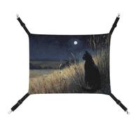 Jubonexis Black Cat in The Field at Night Breathable Pet Hammock with Adjustable Straps Reversible Cat Hanging Bed Dog Mats