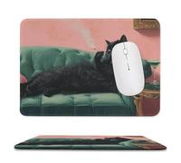 Jubonexis Black Cat on Green Velvet Chaise Longe Mouse Pad, Small Office Computer Mouse Pads for Desk Laptop with Non-Slip Rubber Base Mouse Mat, Gaming Mouse Pads
