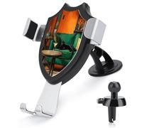 Jubonexis Black Cat on The Green Couch Car Phone Holder Mount Triangle Clip Base Air Vent Cell Phone Car Mount Automotive Accessories for 4-6 Inches Cell Smartphones