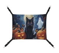 Jubonexis Black Cat Pumpkins Ghosts Halloween Breathable Pet Hammock with Adjustable Straps Reversible Cat Hanging Bed Dog Mats