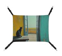 Jubonexis Black Cat Sitting on The Table Breathable Pet Hammock with Adjustable Straps Reversible Cat Hanging Bed Dog Mats