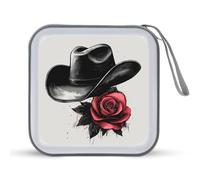 Jubonexis Black Cowboy Hat with Rose CD Case DVD Storage Case Portable