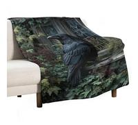 Jubonexis Black Crow Window Sill Old Cottage Fantasy Anti Pilling Throw Blankets Cozy Durable Blanket for Bedroom Living Rooms Couch Sofa Bed 50"x60"
