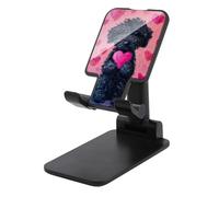 Jubonexis Black Dog Holding A Pink Heart Cell Phone Stand Foldable Adjustable Phone Stand for Desk