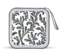 Jubonexis Black Fern Leafy Intertwined CD Case DVD Storage Case Portable for Car Home Travel