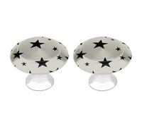 Jubonexis Black Five Pointed Stars on Light Gray Round Drawer Cabinet Knobs Handles with Screws,2 Pcs, Drawer Dresser Knob Pulls Decor for Wardrobe Cupboard Home Office Kitchen