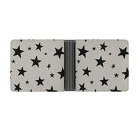 Jubonexis Black Five Pointed Stars on Light Gray Soft PU Leather Bifold Wallet, Coin Purse Credit Pass Case, Durable Card-Holder Slim Billfold for Men Woman Money Storage