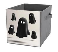Jubonexis Black Flying Ghosts Cube Storage Bins Storage Cubes Foldable Decorative Fabric Storage Baskets Home Organizers with Handles for Shelves,Closet, 27x27 CM