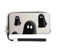 Jubonexis Black Flying Ghosts PU Leather Clutch Long Bifold Wallet, Coin Purse Credit Pass Case, Durable Card-Holder Money Storage for Women Men