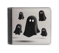 Jubonexis Black Flying Ghosts Soft PU Leather Bifold Wallet, Coin Purse Credit Pass Case, Durable Card-Holder Slim Billfold for Men Woman Money Storage