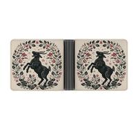 Jubonexis Black Goat Holly and Mistletoe Soft PU Leather Bifold Wallet, Coin Purse Credit Pass Case, Durable Card-Holder Slim Billfold for Men Woman Money Storage