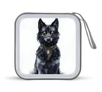 Jubonexis Black Gothic Wolf Dog CD Case DVD Storage Case Portable for Car Home Travel