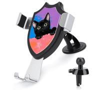 Jubonexis Black Kitten on Purple Surrealism Car Phone Holder Mount Triangle Clip Base Air Vent Cell Phone Car Mount Automotive Accessories for 4-6 Inches Cell Smartphones