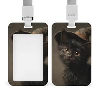 Jubonexis Black Kitten Wearing Witch Hat Vintage ID Badge Holder Retractable Clip Card Holder Card Protector Name Badge Name Tag for Work Office Doctor Nurse