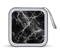 Jubonexis Black Marble Texture CD Case DVD Storage Case Portable for Car Home Travel