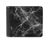 Jubonexis Black Marble Texture Soft PU Leather Bifold Wallet, Coin Purse Credit Pass Case, Durable Card-Holder Slim Billfold for Men Woman Money Storage