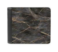 Jubonexis Black Marble with Gold Veins Soft PU Leather Bifold Wallet, Coin Purse Credit Pass Case, Durable Card-Holder Slim Billfold for Men Woman Money Storage