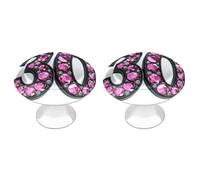 Jubonexis Black Neon Pink Diamond Number 30 Round Drawer Cabinet Knobs Handles with Screws,2 Pcs, Drawer Dresser Knob Pulls Decor for Wardrobe Cupboard Home Office Kitchen