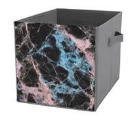 Jubonexis Black Pink Blue Color Luxury Pure Marble Cube Storage Bins Storage Cubes Foldable Decorative Fabric Storage Baskets Home Organizers with Handles for Shelves,Closet, 27x27 CM